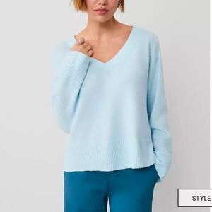 Ann Taylor Light Blue V-Neck Sweater